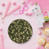 Assiettes En Carton Green & Gold Faux Foil Mariage Feuille botanique (Fête)