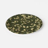 Assiettes En Carton Green & Gold Faux Foil Mariage Feuille botanique (Angle)