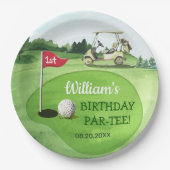 Assiettes En Carton Green Golf 1er Anniversaire Par tee (Devant)