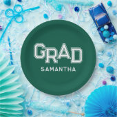 Assiettes En Carton Green High School Grad Custom Nom Graduation (Fête)