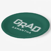 Assiettes En Carton Green High School Grad Custom Nom Graduation (Angle)