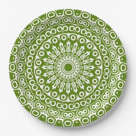 Assiettes En Carton Green Mandala Nature Motif (Devant)