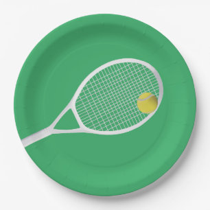 Assiettes En Carton Green Modern Tennis Ball Raquette blanche