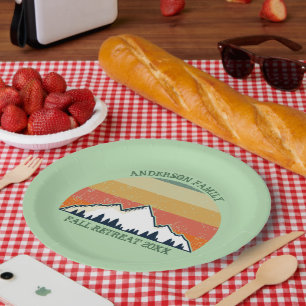 Assiettes En Carton Green Mountain Sunset Forest Famille Reunion