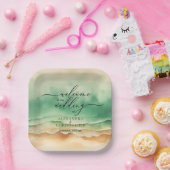 Assiettes En Carton Green Ocean Beach Sand Sea (Fête)