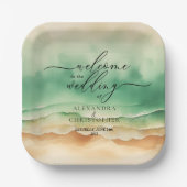 Assiettes En Carton Green Ocean Beach Sand Sea (Recto)