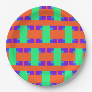 Assiettes En Carton green orange purple abstract art pattern  