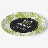 Assiettes En Carton Green Palm Feuille Rainforest Motif Anniversaire (Angle)
