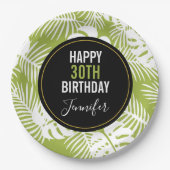 Assiettes En Carton Green Palm Feuille Rainforest Motif Anniversaire (Devant)