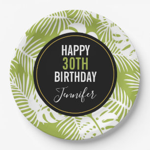 Assiettes En Carton Green Palm Feuille Rainforest Motif Anniversaire