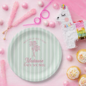 Assiettes En Carton Green Palm Spring Pastel Beach Baby shower (Fête)