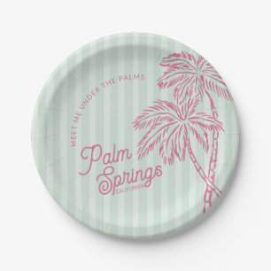 Assiettes En Carton Green Palm Spring Pastel Beach Party