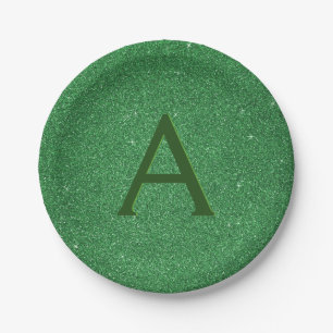 Assiettes En Carton Green Parties scintillant & Sparkle Monogramme irl