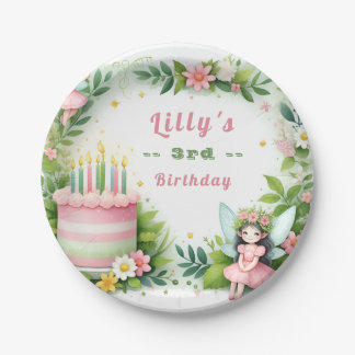 Assiettes En Carton Green Pastel Fairy Anniversaire -