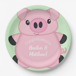 Assiettes En Carton Green Pig Baby