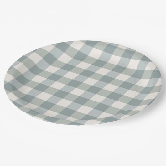 Assiettes En Carton Green Plaid En vichy Country Farmhouse Simple (Angle)