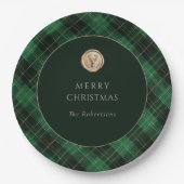Assiettes En Carton Green Plaid Merry Christmas Party  (Devant)