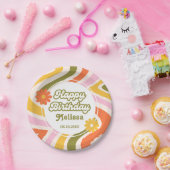 Assiettes En Carton Green Retro Wave Fleur Super 40e anniversaire (Fête)