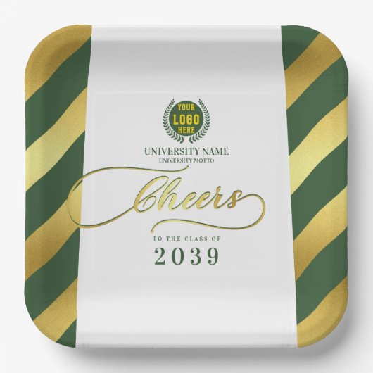 Assiettes En Carton Green School College University Graduation Day (Recto)