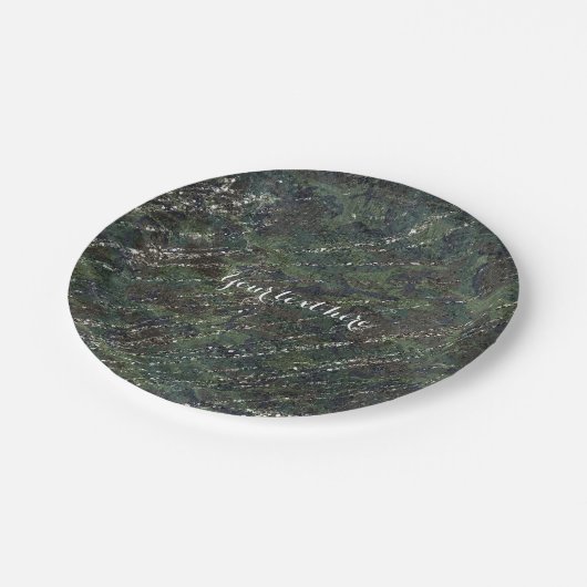 Assiettes En Carton Green & Silver Army Camo Sparkle Glam Party (Angle)