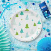 Assiettes En Carton Green Teal Trees Simple Modern Christmas  (Fête)