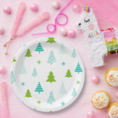 Assiettes En Carton Green Teal Trees Simple Modern Christmas  (Fête)