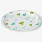 Assiettes En Carton Green Teal Trees Simple Modern Christmas  (Angle)