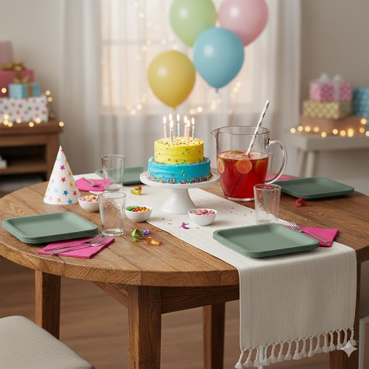 Assiettes En Carton Green Textured 9" Square Paper Plate for Events