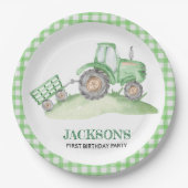 Assiettes En Carton Green Tractor Farm birthday paper plates (Devant)