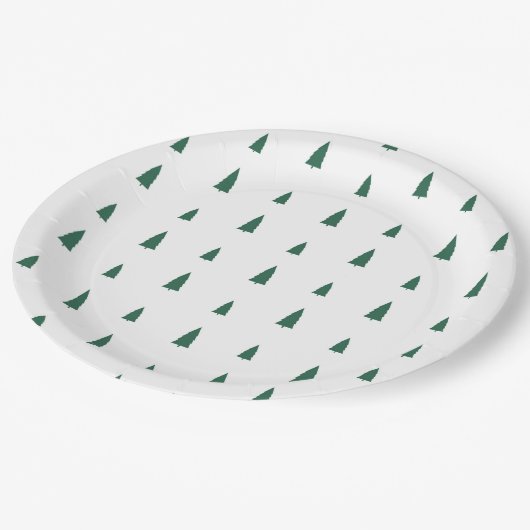 Assiettes En Carton Green Trees Simple Modern Christmas  (Angle)