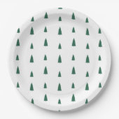 Assiettes En Carton Green Trees Simple Modern Christmas  (Devant)