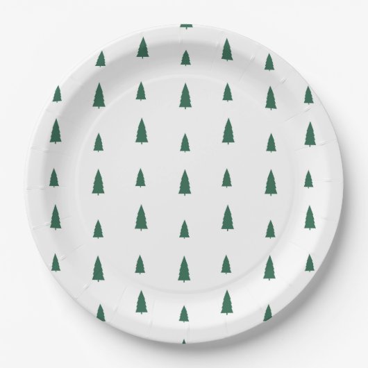 Assiettes En Carton Green Trees Simple Modern Christmas  (Devant)