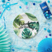 Assiettes En Carton Green Tropical Feuille White Elegant Summer Party (Fête)