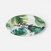 Assiettes En Carton Green Tropical Feuille White Elegant Summer Party (Angle)