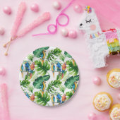 Assiettes En Carton Green Tropical Feuilles & Birds Wedding Party (Fête)