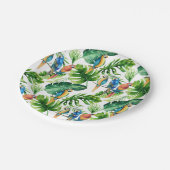 Assiettes En Carton Green Tropical Feuilles & Birds Wedding Party (Angle)