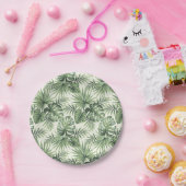 Assiettes En Carton Green Tropical Palm Feuille Motif (Fête)
