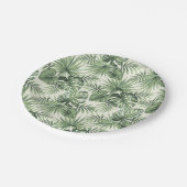 Assiettes En Carton Green Tropical Palm Feuille Motif (Angle)
