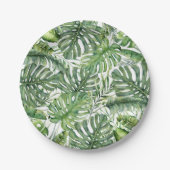 Assiettes En Carton Green Tropical Palm Feuille Summer Island Mariage (Devant)