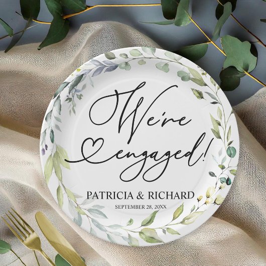 Assiettes En Carton Green We's Engaged Engagement Party
