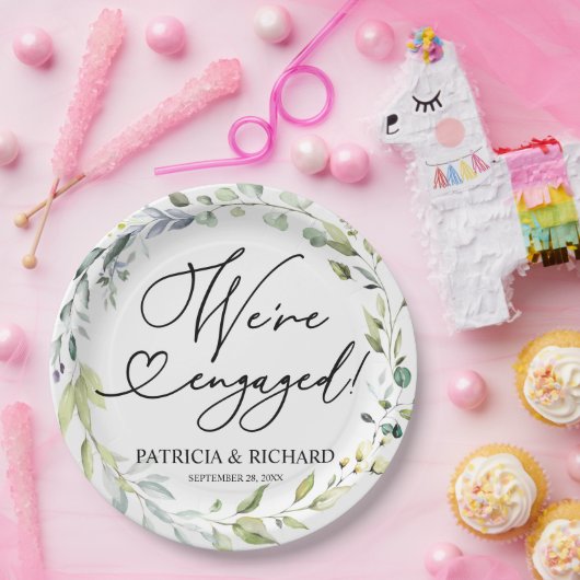 Assiettes En Carton Green We's Engaged Engagement Party (Fête)