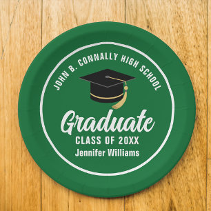Assiettes En Carton Green White Graduate Custom 2025 Graduation Party