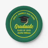 Assiettes En Carton Green Yellow Graduate Custom 2025 Graduation Party (Devant)