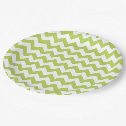 Assiettes En Carton Green Zigzag, Green Chevron, Motif géométrique (Angle)