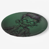 Assiettes En Carton Green Zombie Enfant Halloween fête d'anniversaire (Angle)