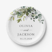 Assiettes En Carton Greenery, Eucalyptus Leaves, Botanical Wedding (Devant)
