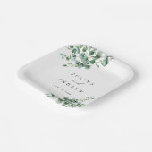 Assiettes En Carton Greenery Eucalyptus script wedding  (Angulaire)