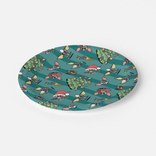 Assiettes En Carton Gremlins | Motif de Noël comique (Angle)