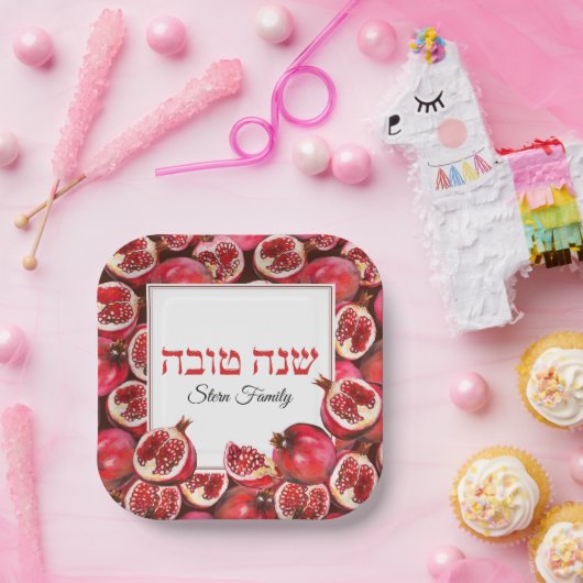 Assiettes En Carton Grenade juive Rosh Hashanah Hébreu Shana Tova (Fête)