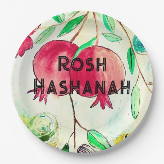 Assiettes En Carton Grenade Rosh Hashanah Fruit Shana Tova (Devant)